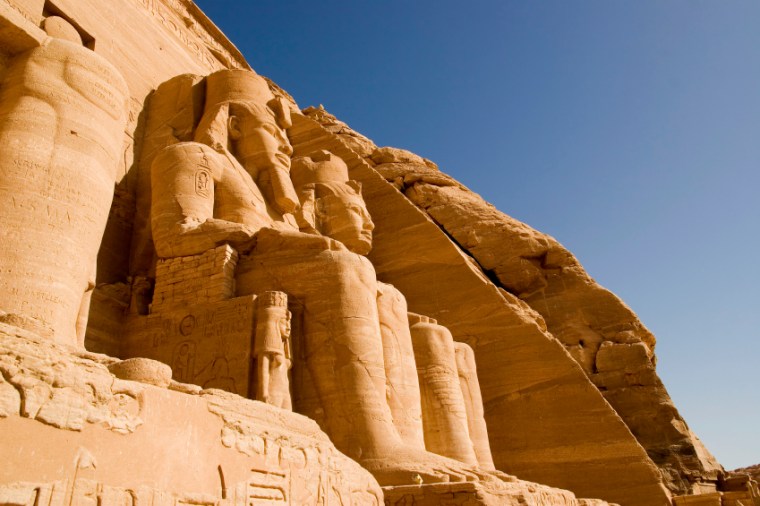 monumental statues in Abu Simbel temple in southern Egypt